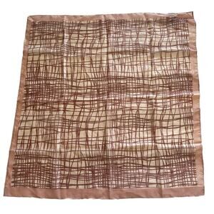 Vtg Elaine Gold Collection XIIX Silk Scarf Pink Border Hand Rolled 20” Square